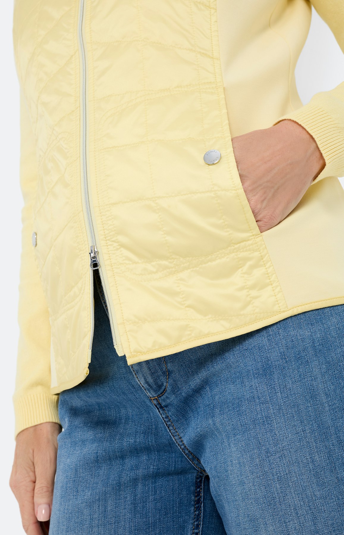 Bodywarmer met gestikte delen, lichtgeel