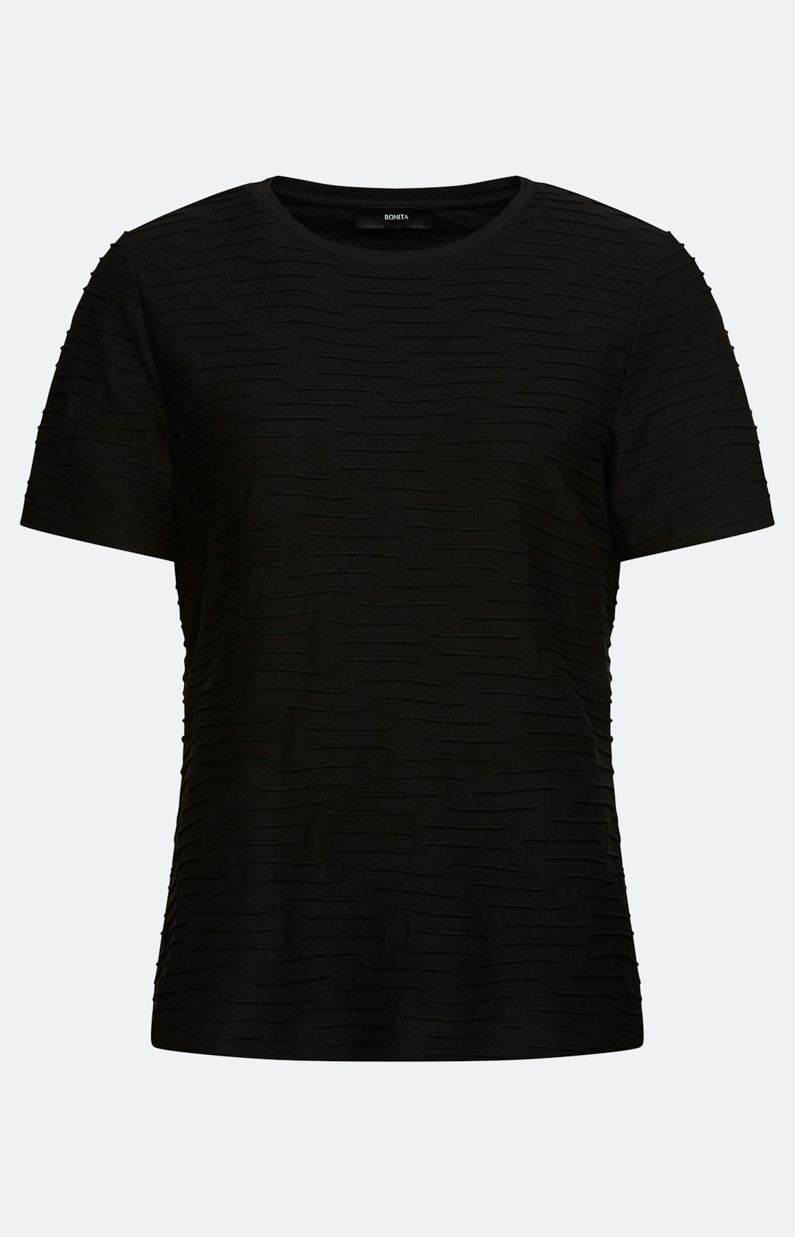 T-shirt met golfstructuur, zwart