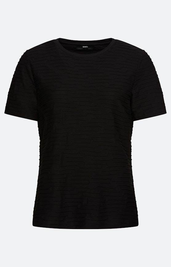 T-shirt met golfstructuur, zwart