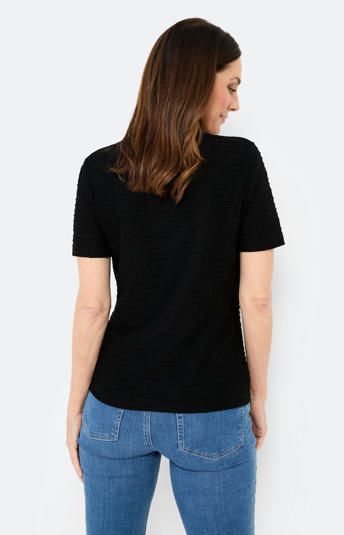 T-shirt met golfstructuur, zwart