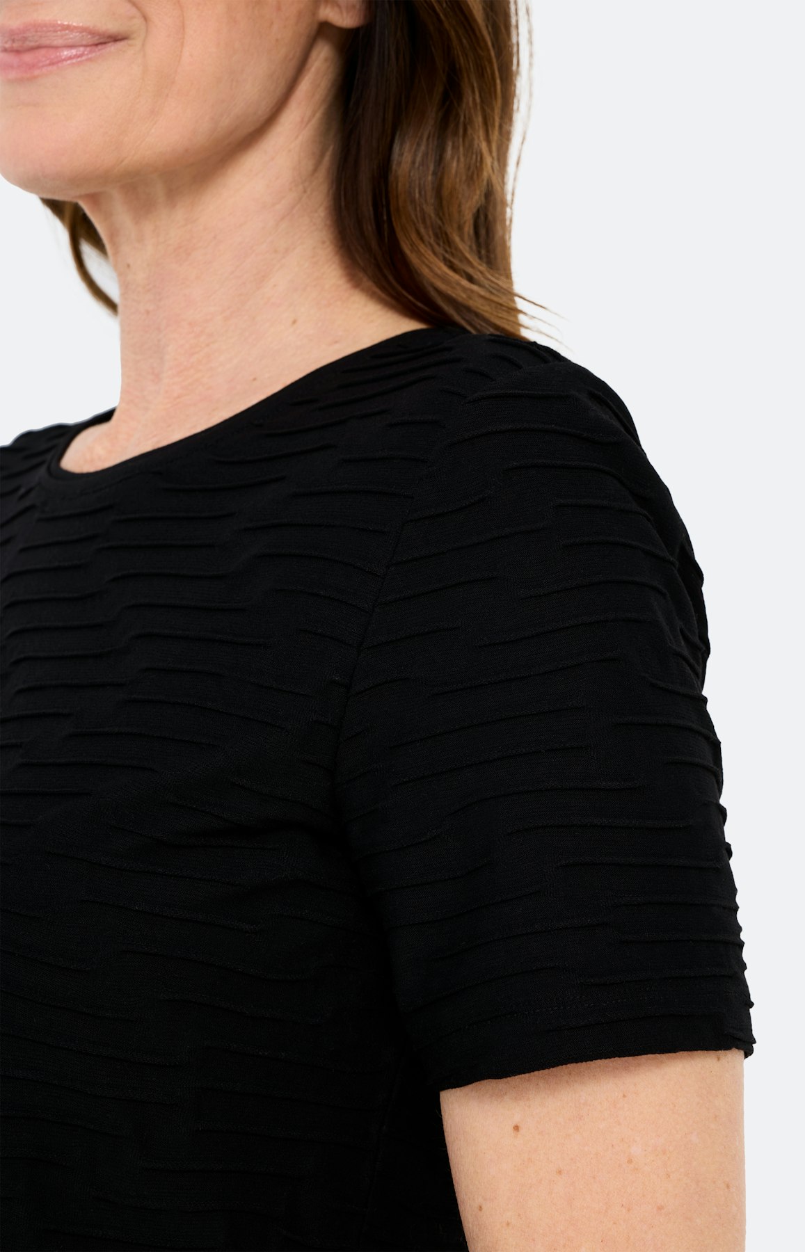 T-shirt met golfstructuur, zwart