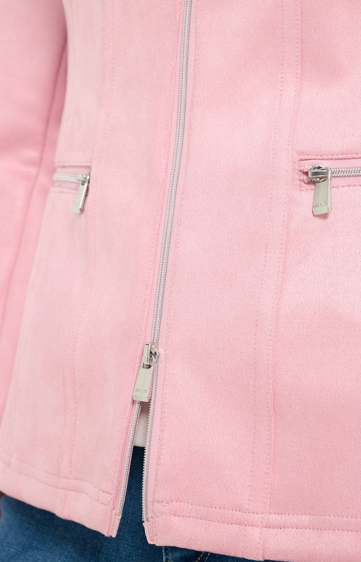 Blazer in suède-look, lichtroze