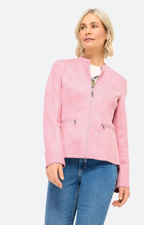 Blazer in suède-look, lichtroze