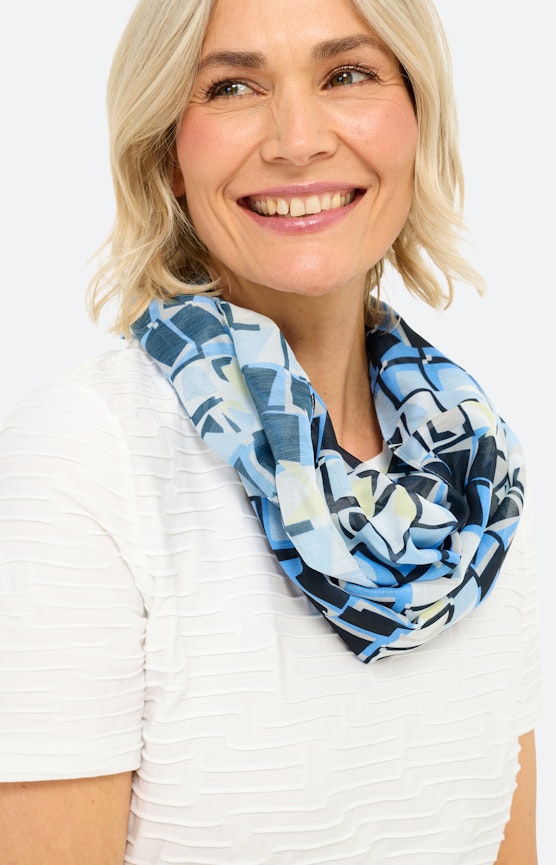 Colsjaal met print all-over, marine