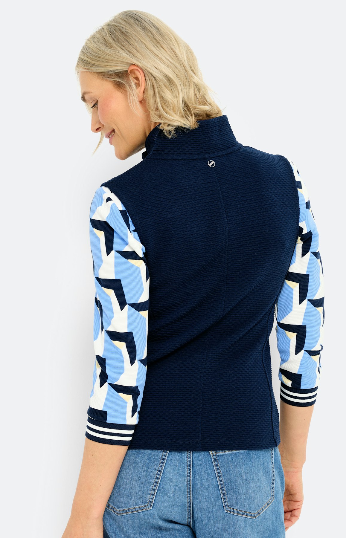 Sweatvest met opstaande kraag, marine