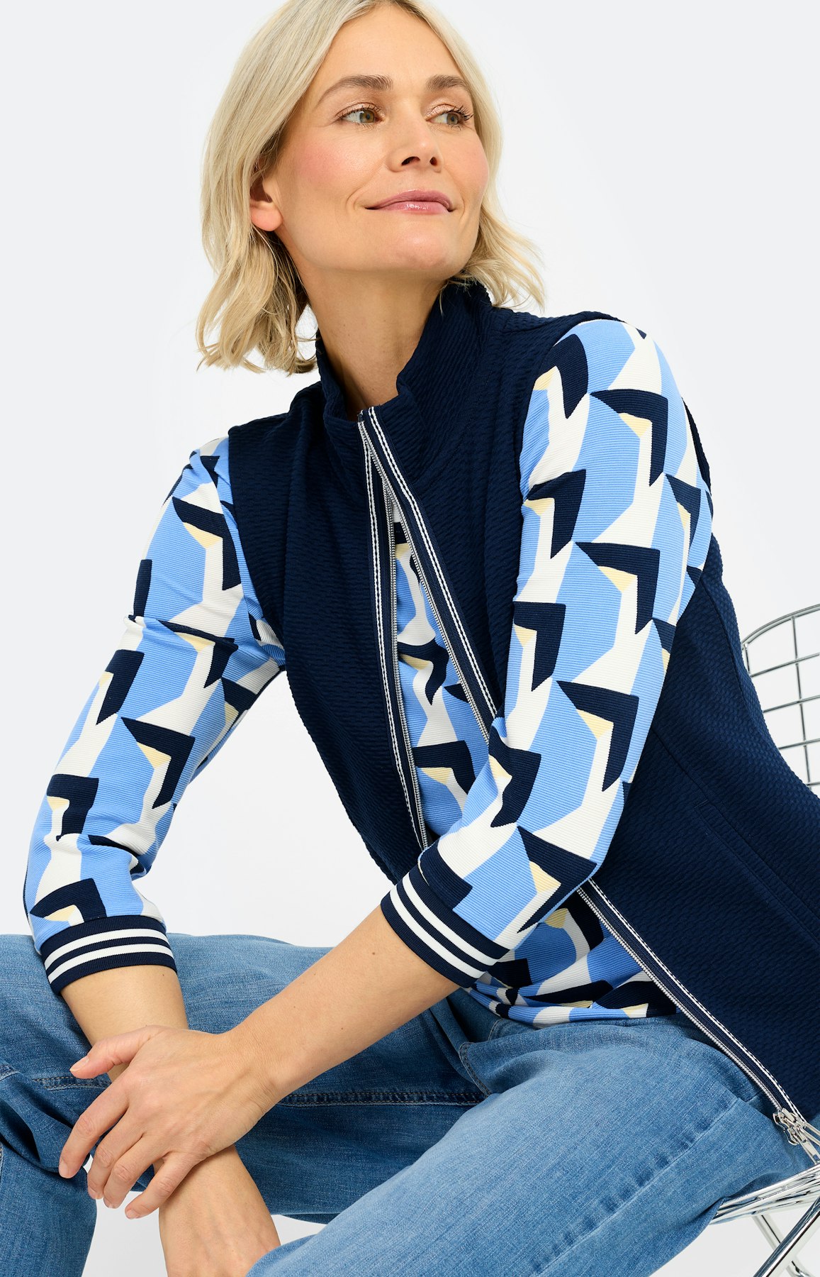 Sweatvest met opstaande kraag, marine