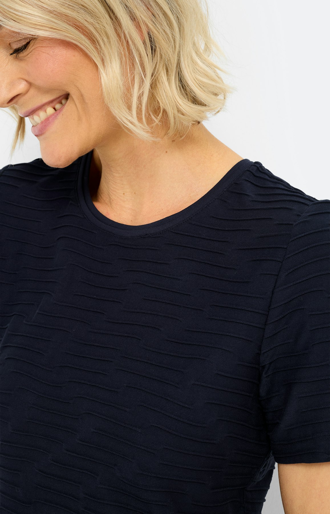 T-shirt met golfstructuur, navy