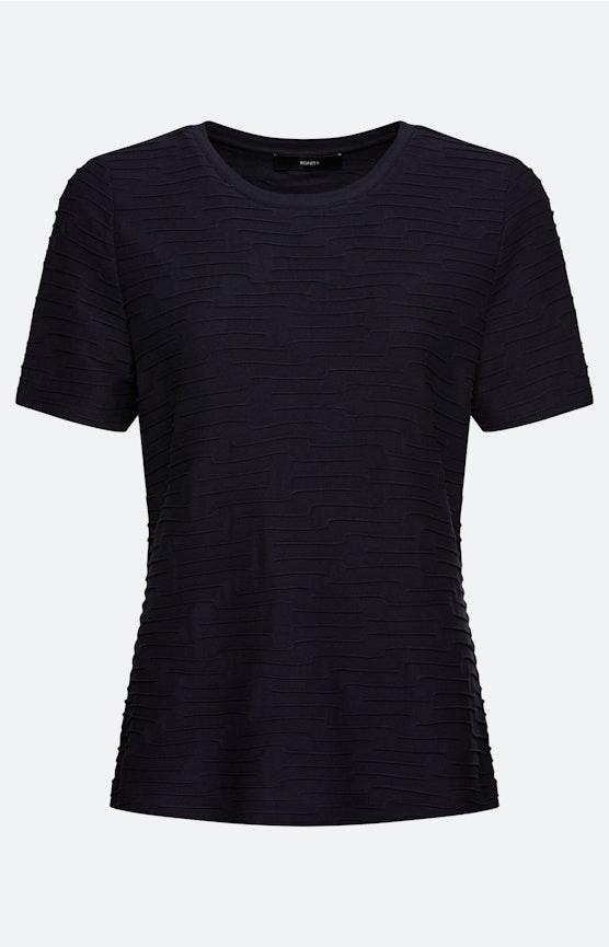 T-shirt met golfstructuur, navy