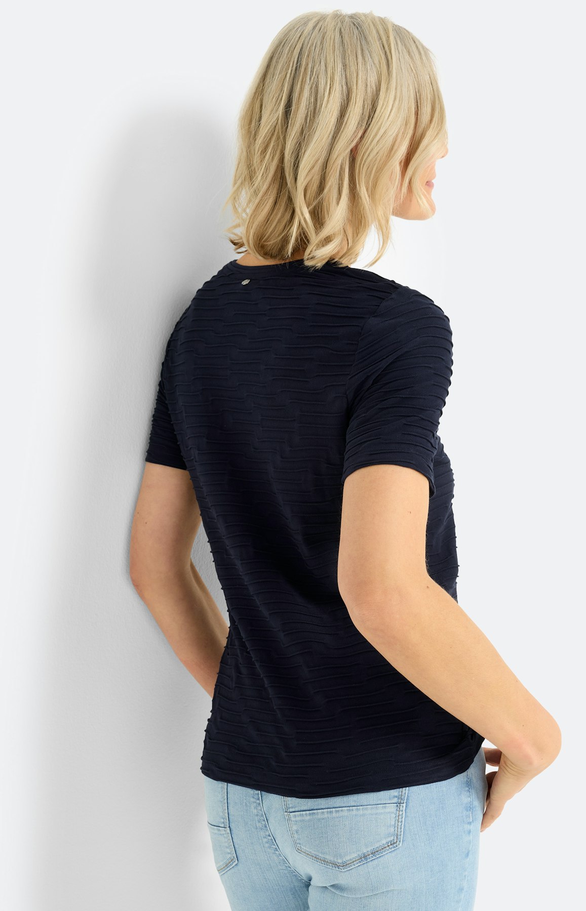 T-shirt met golfstructuur, navy