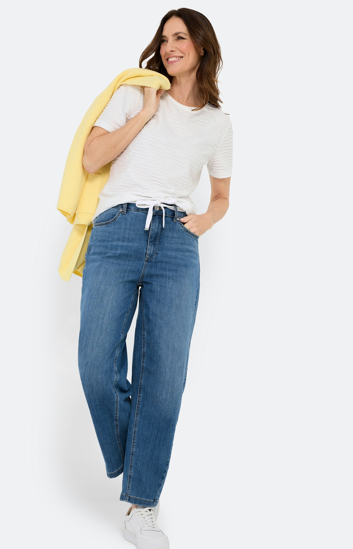 T-shirt met golfstructuur, wit