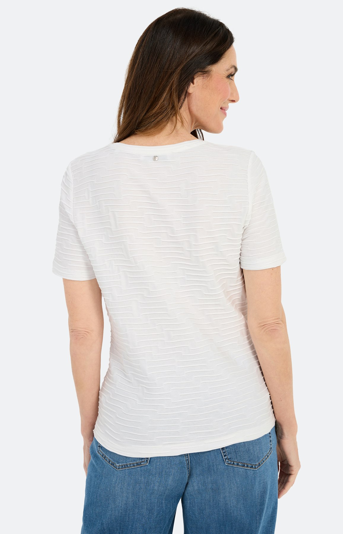 T-shirt met golfstructuur, wit