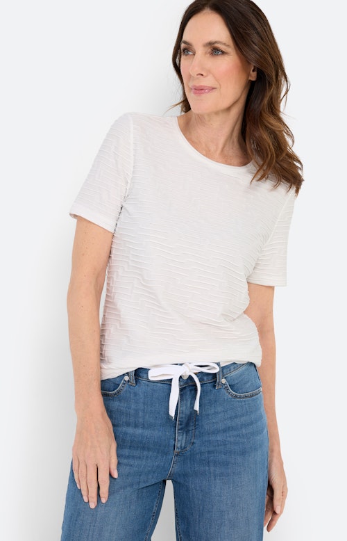 T-shirt met golfstructuur, wit
