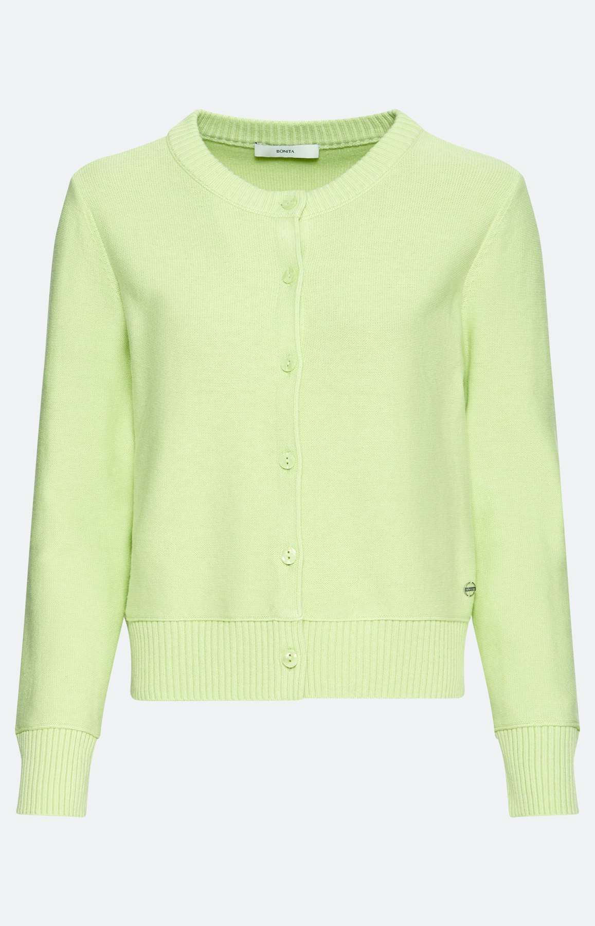 Fijngebreide cardigan met knopen, limoen