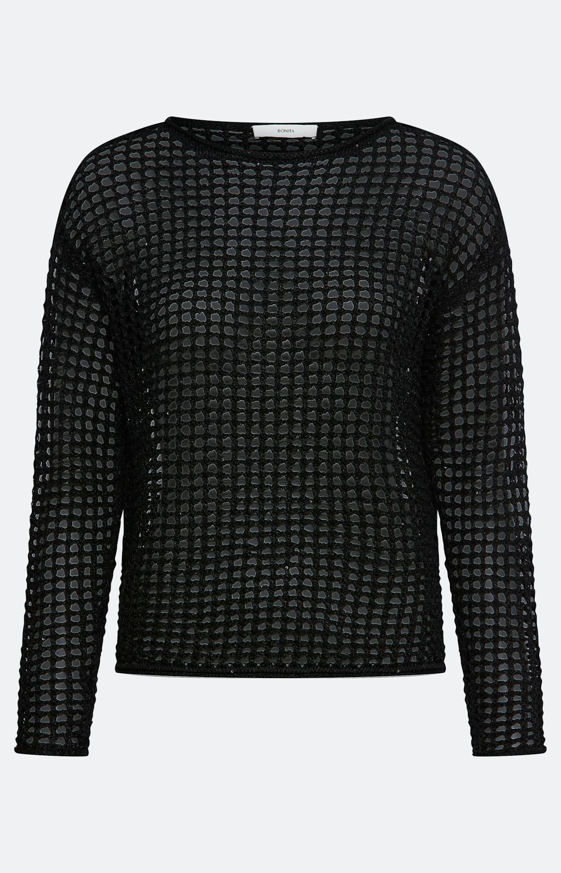 Trui met perforatiemotief, zwart