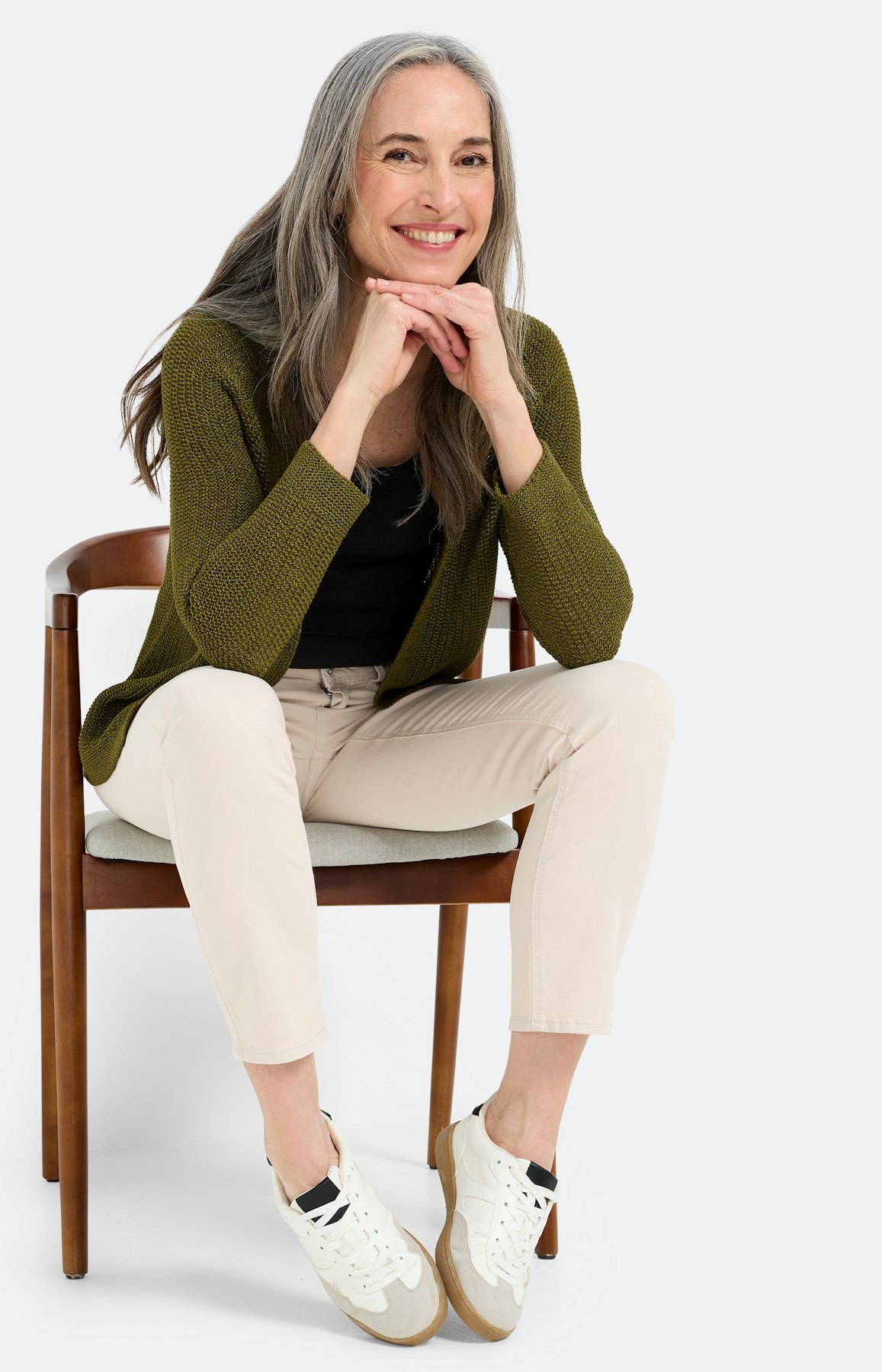 Cardigan zonder sluiting, olijf