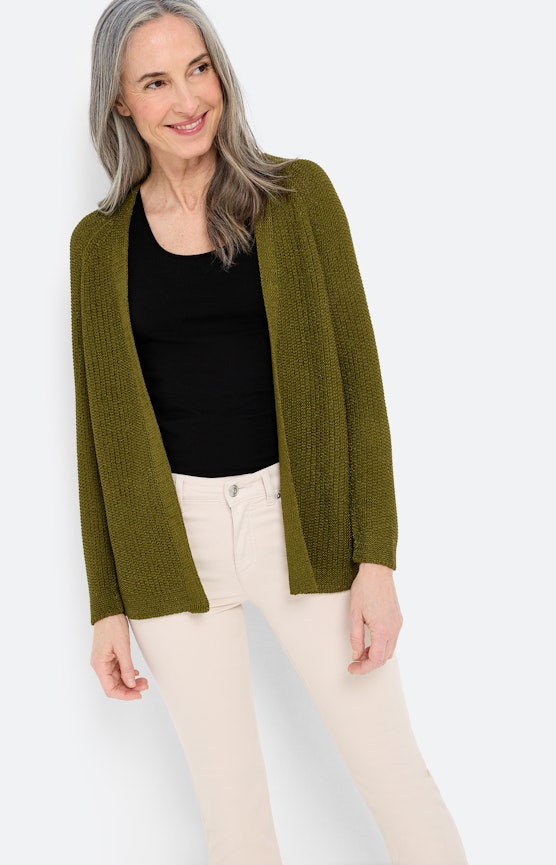 Cardigan zonder sluiting, olijf