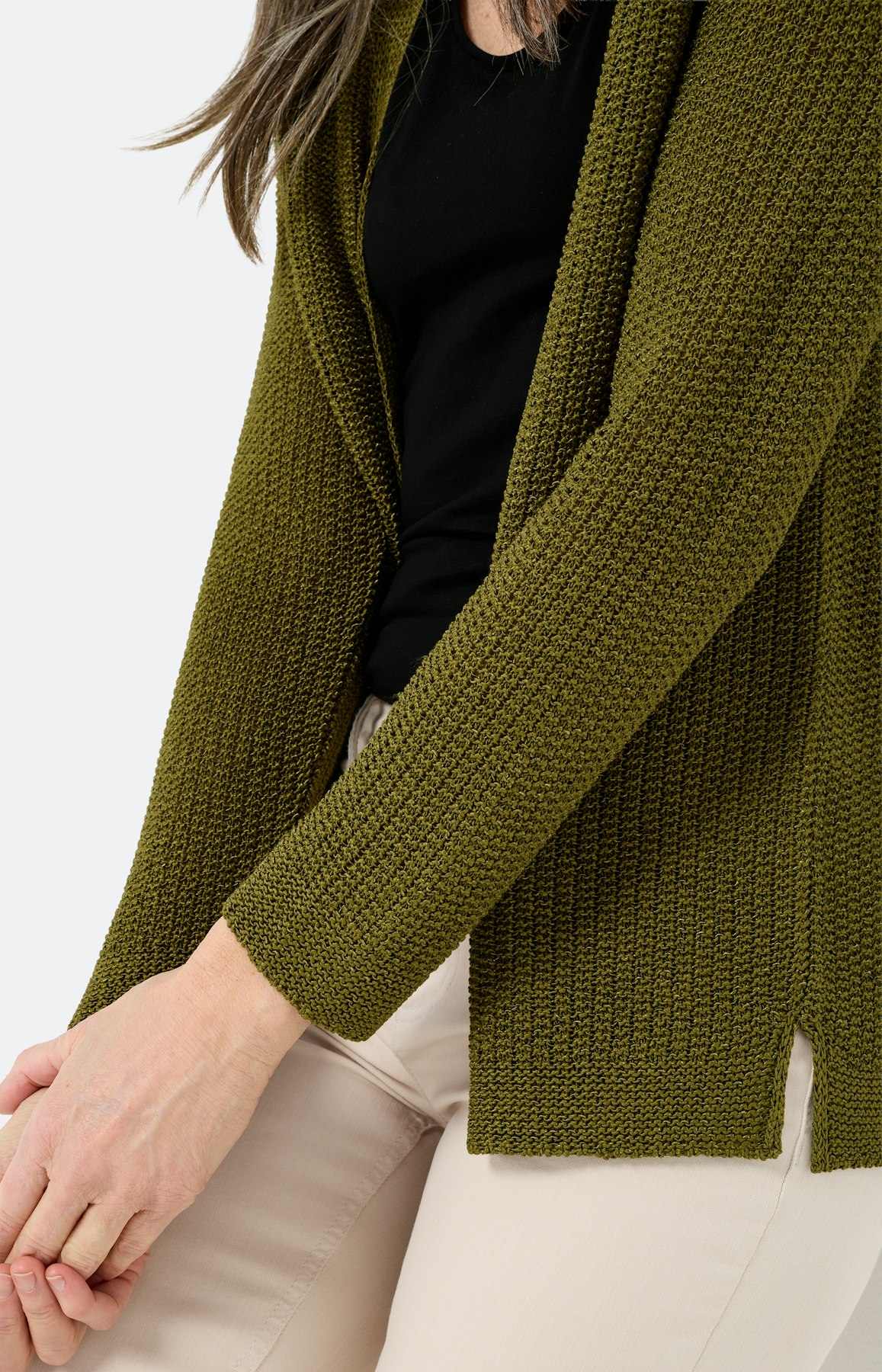 Cardigan zonder sluiting, olijf