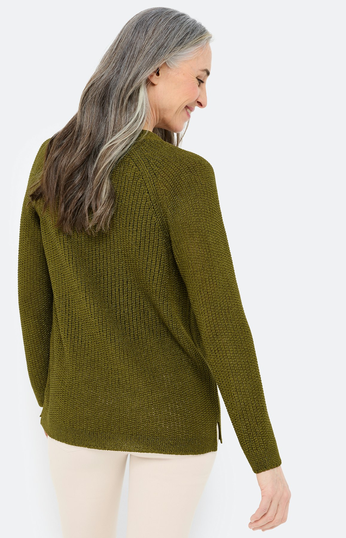 Cardigan zonder sluiting, olijf