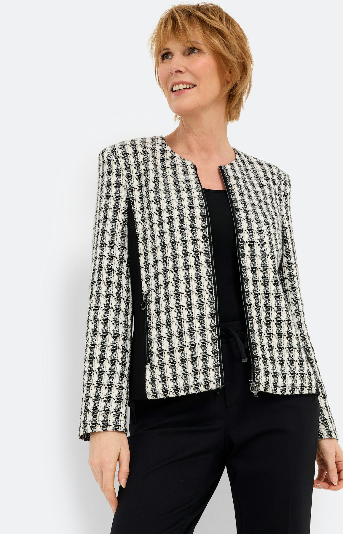 Blazer in Weboptik, schwarz
