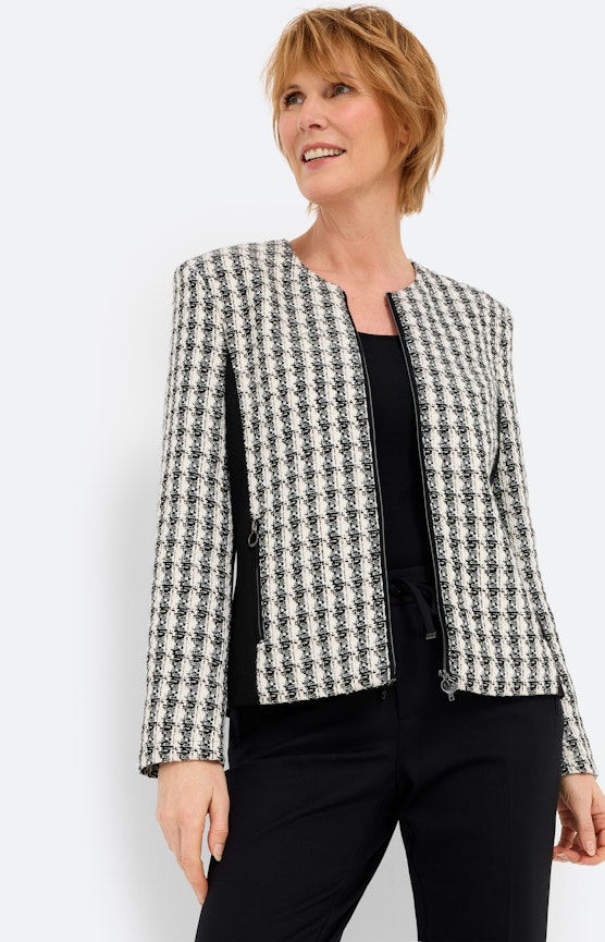 Blazer in Weboptik, schwarz