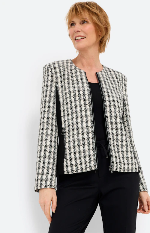 Blazer in geweven look, zwart