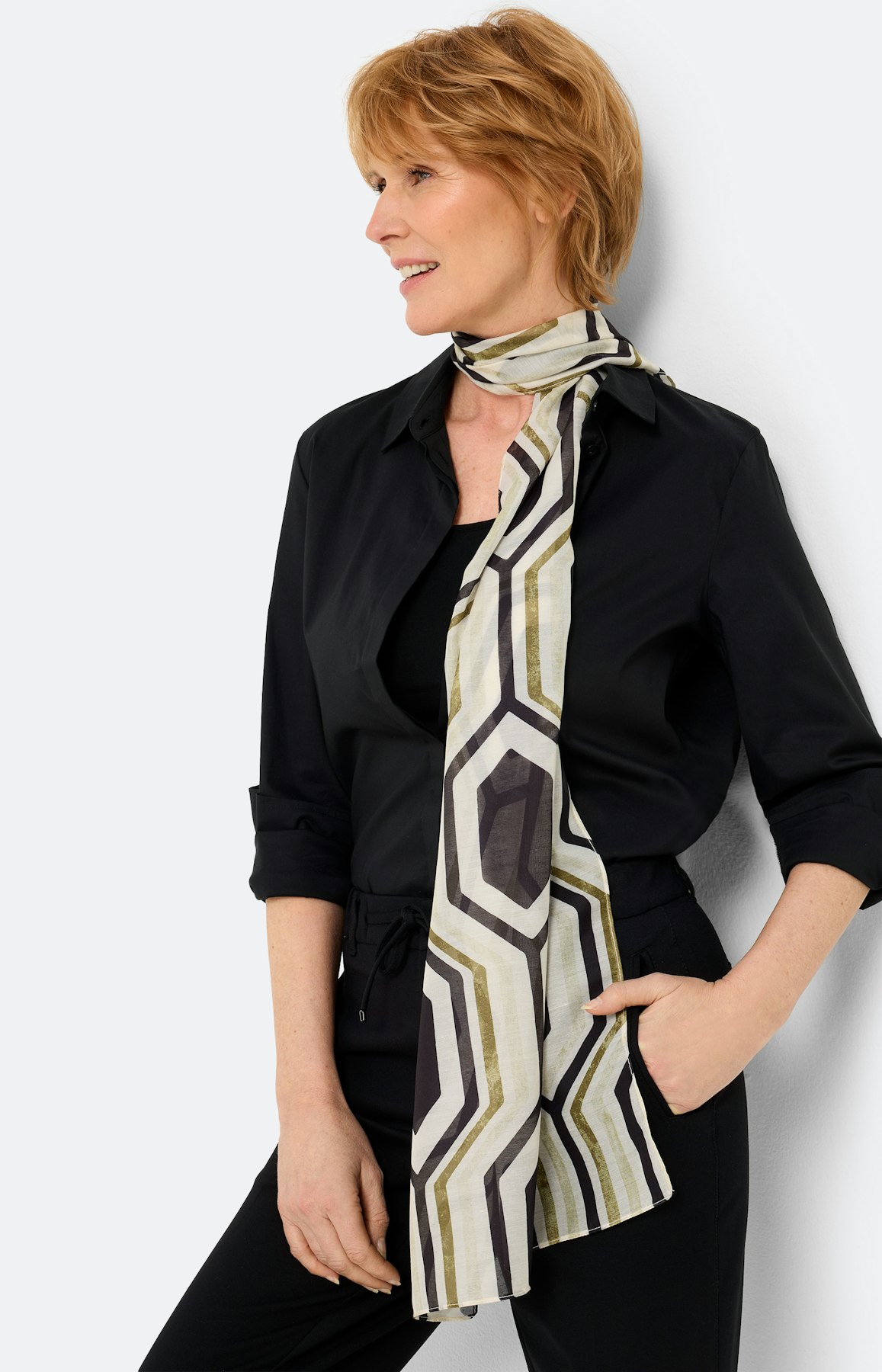 Sjaal met grafisch motief, groen