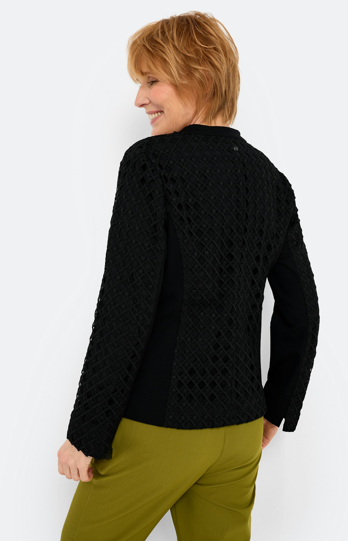 Blazer met grafisch kant, zwart