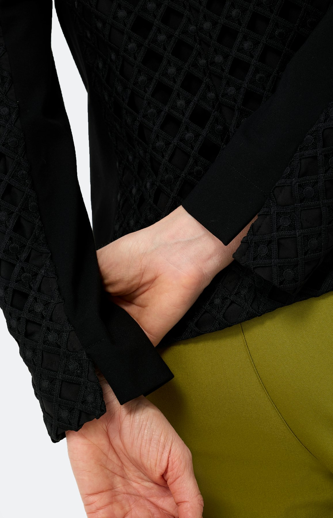 Blazer met grafisch kant, zwart