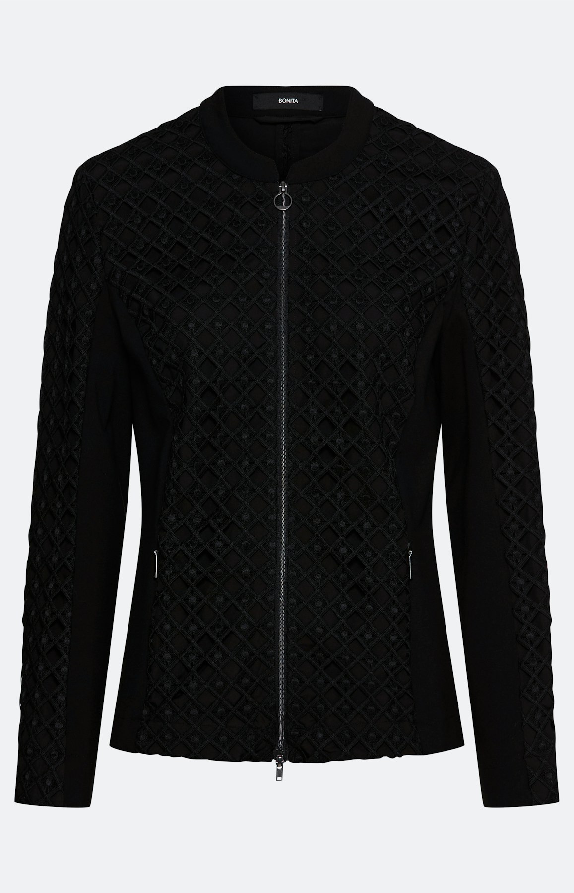 Blazer met grafisch kant, zwart