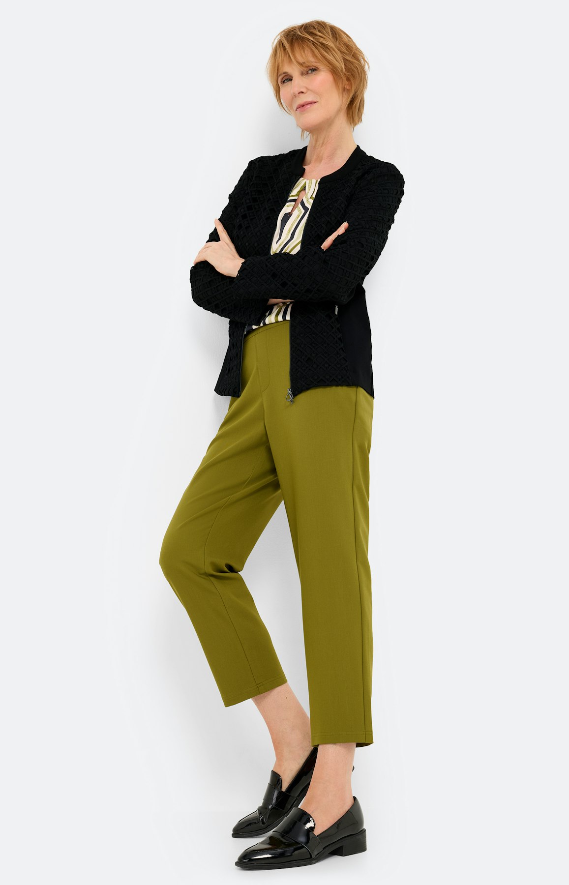 Blazer met grafisch kant, zwart