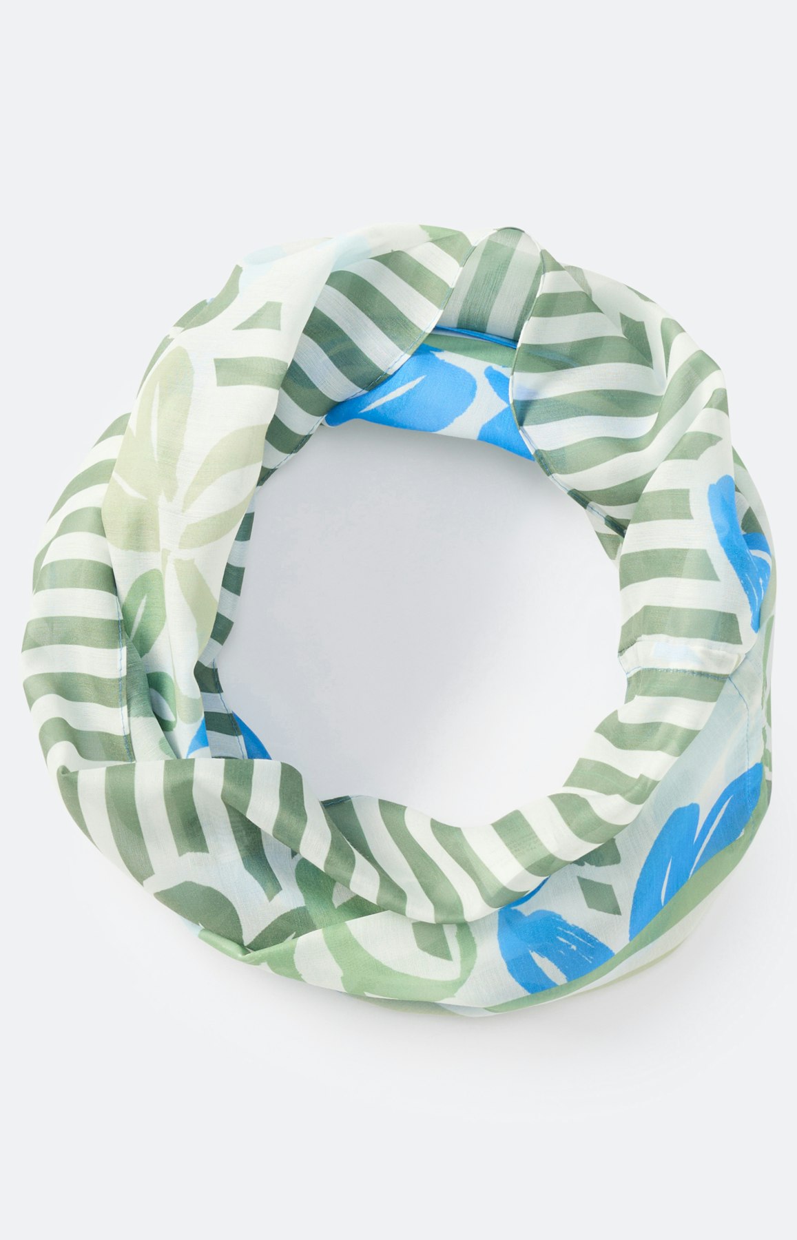 Sjaal met strepen en bloemen, groen