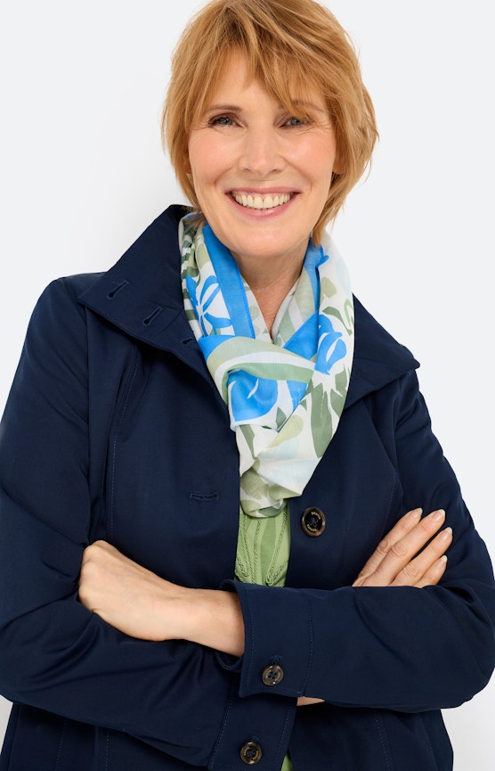 Sjaal met strepen en bloemen, groen