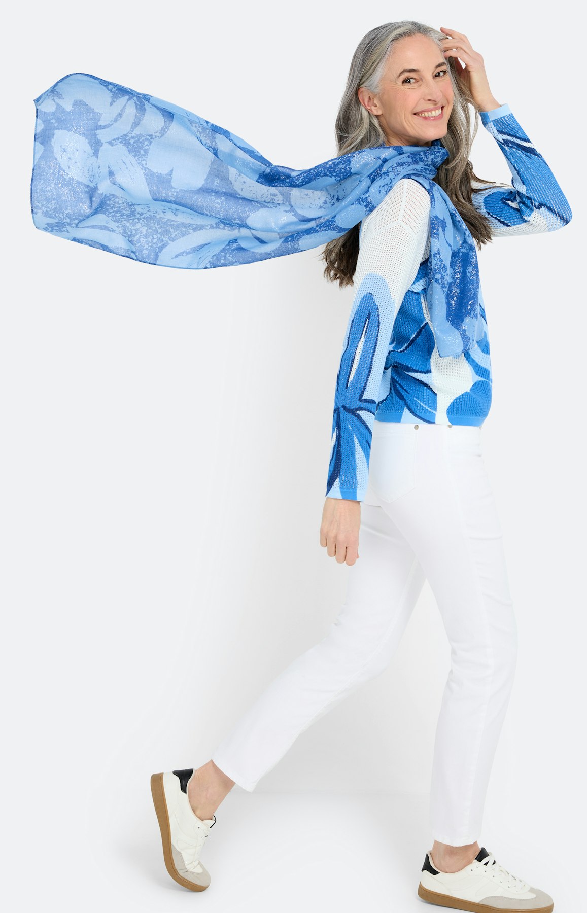 Sjaal met gebloemde print, royal