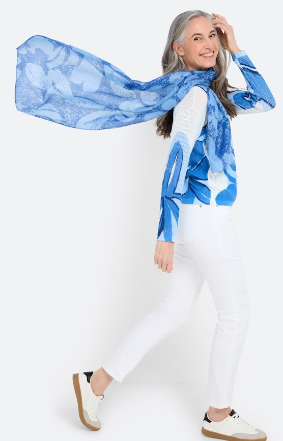 Sjaal met gebloemde print, royal