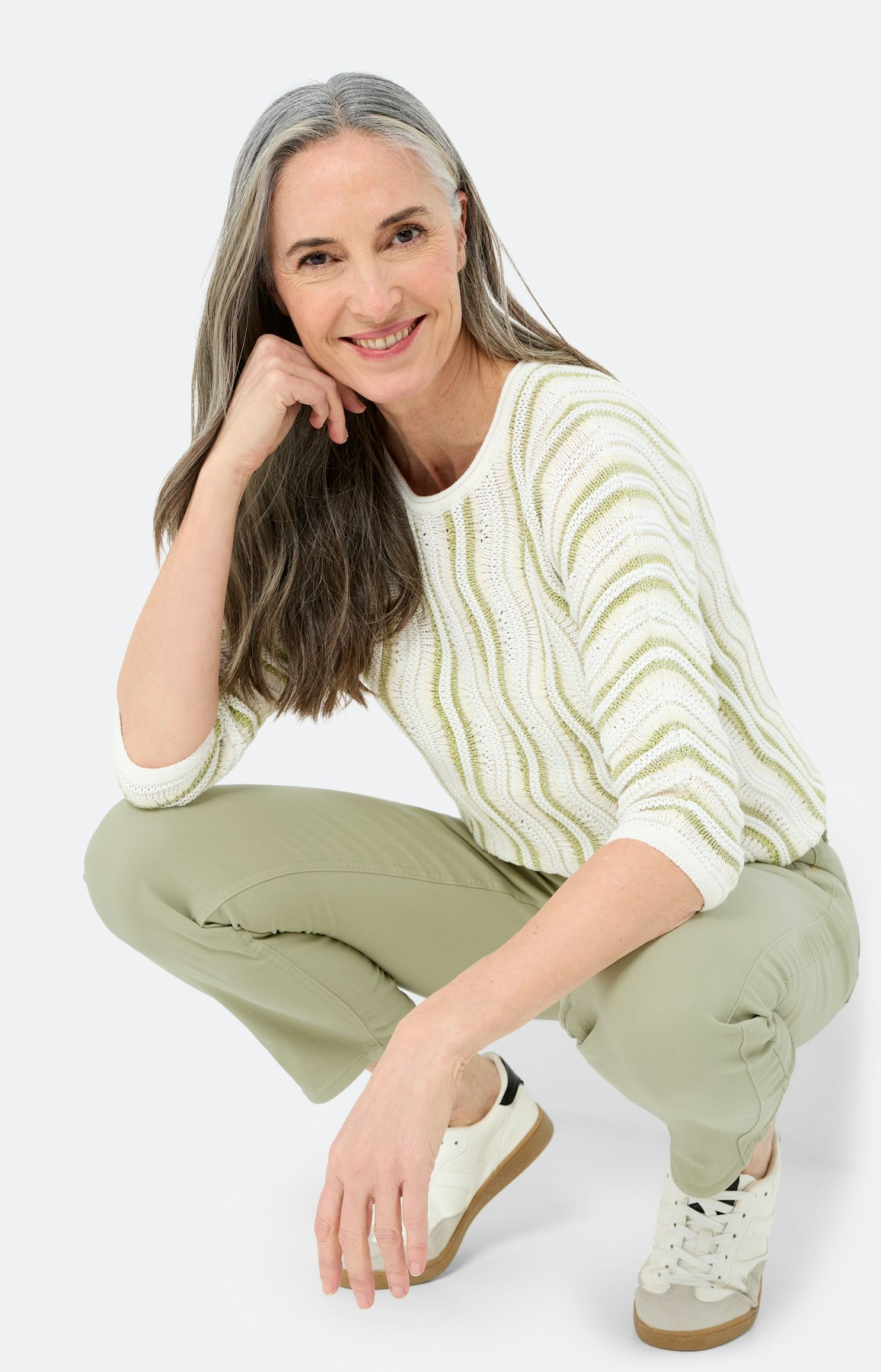 Trui met golfmotief, pistache