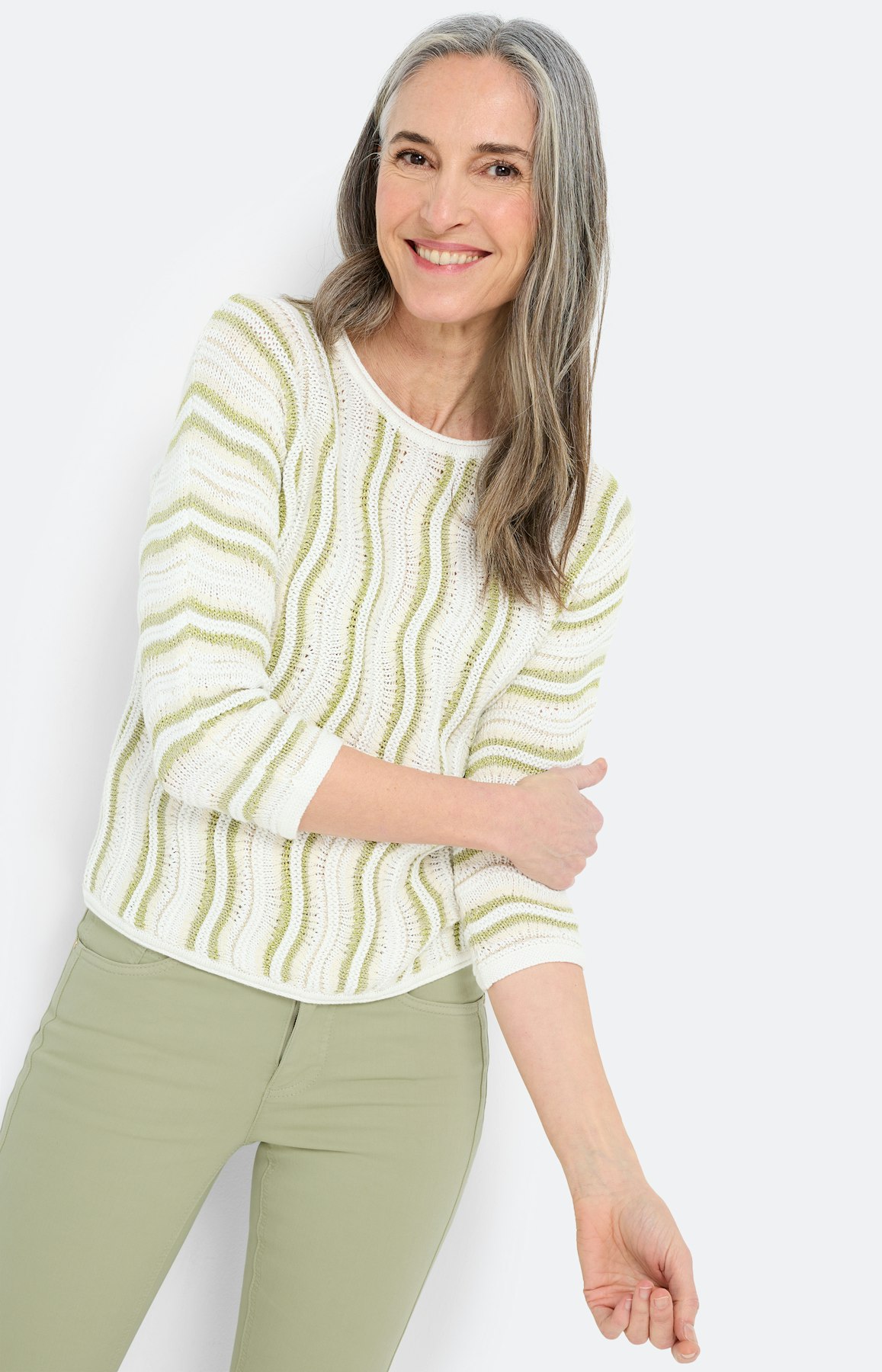 Trui met golfmotief, pistache