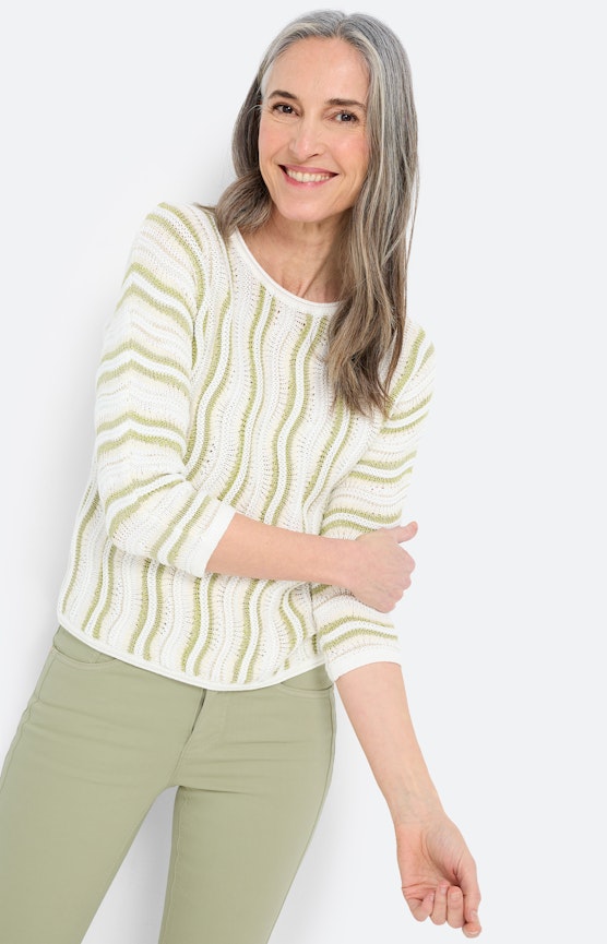 Trui met golfmotief, pistache