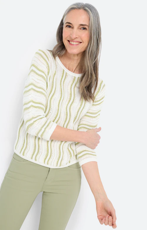 Trui met golfmotief, pistache