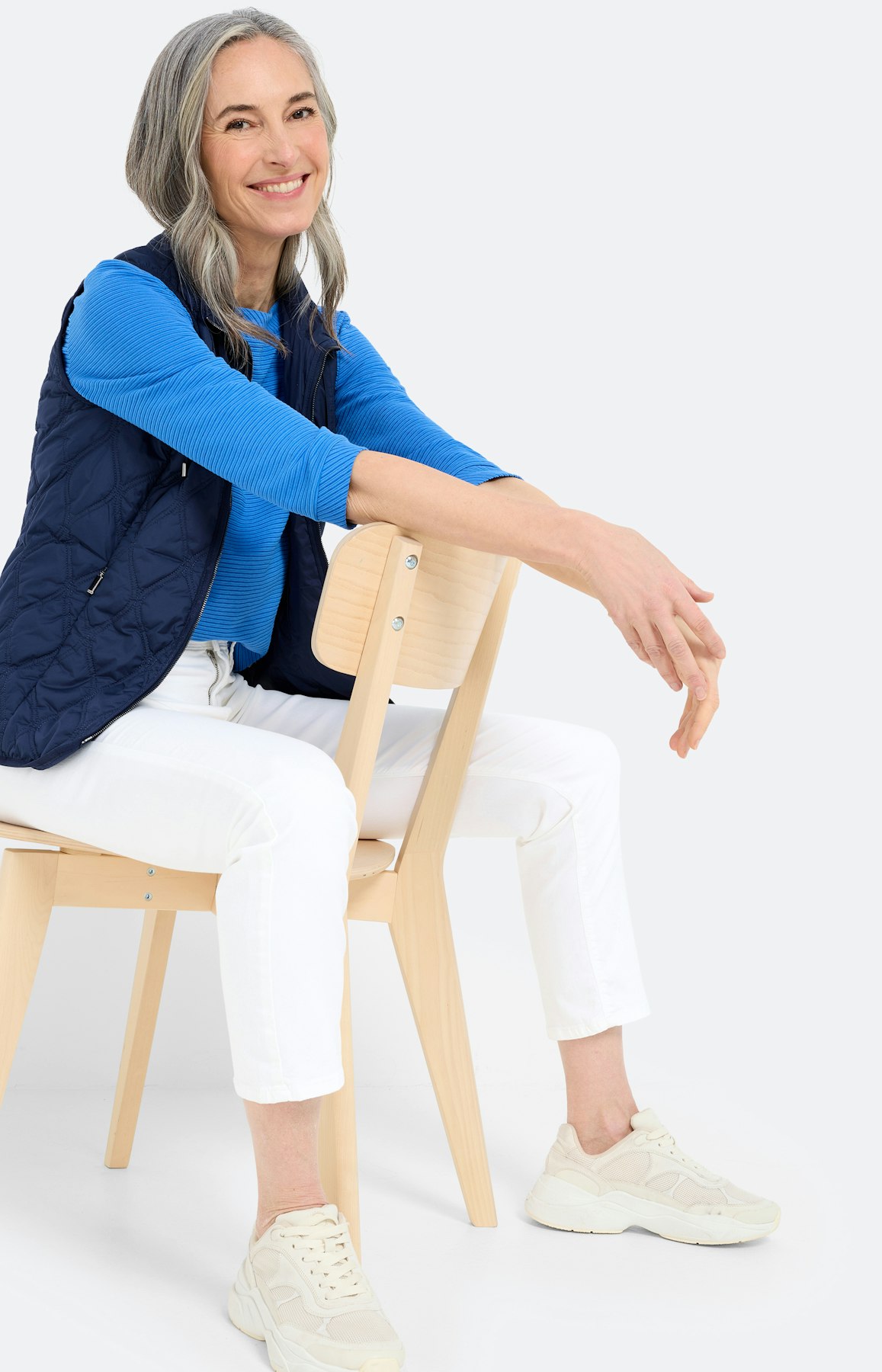 Sweatshirt met ribbelstructuur, royal