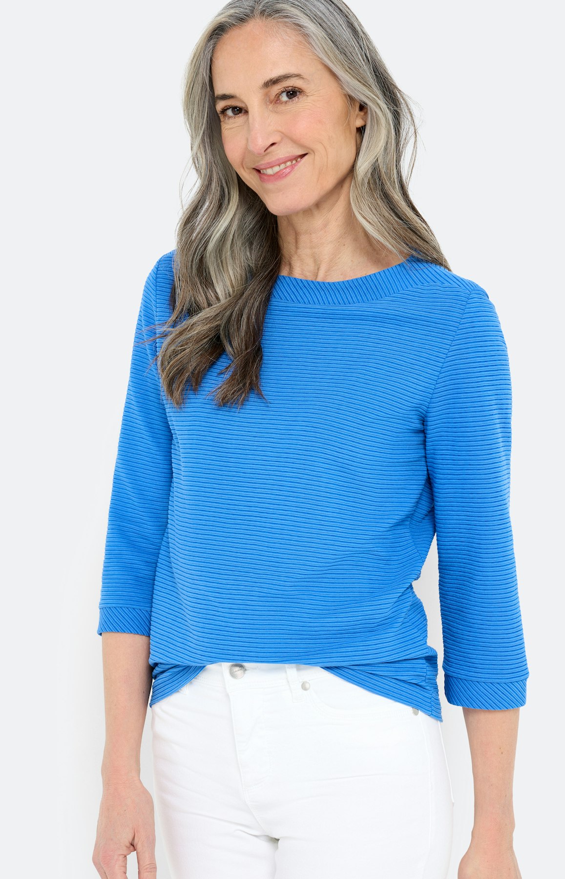 Sweatshirt met ribbelstructuur, royal