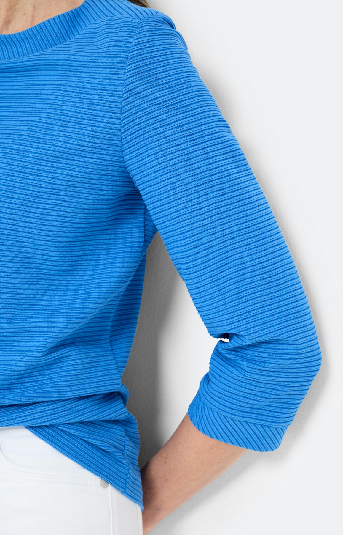 Sweatshirt met ribbelstructuur, royal