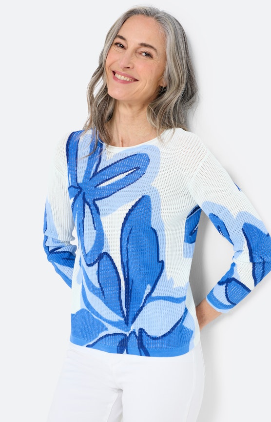 Trui met ajourmotief, royal