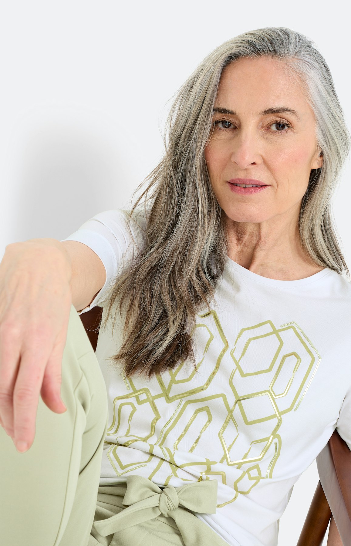 T-shirt met frontprint, wit