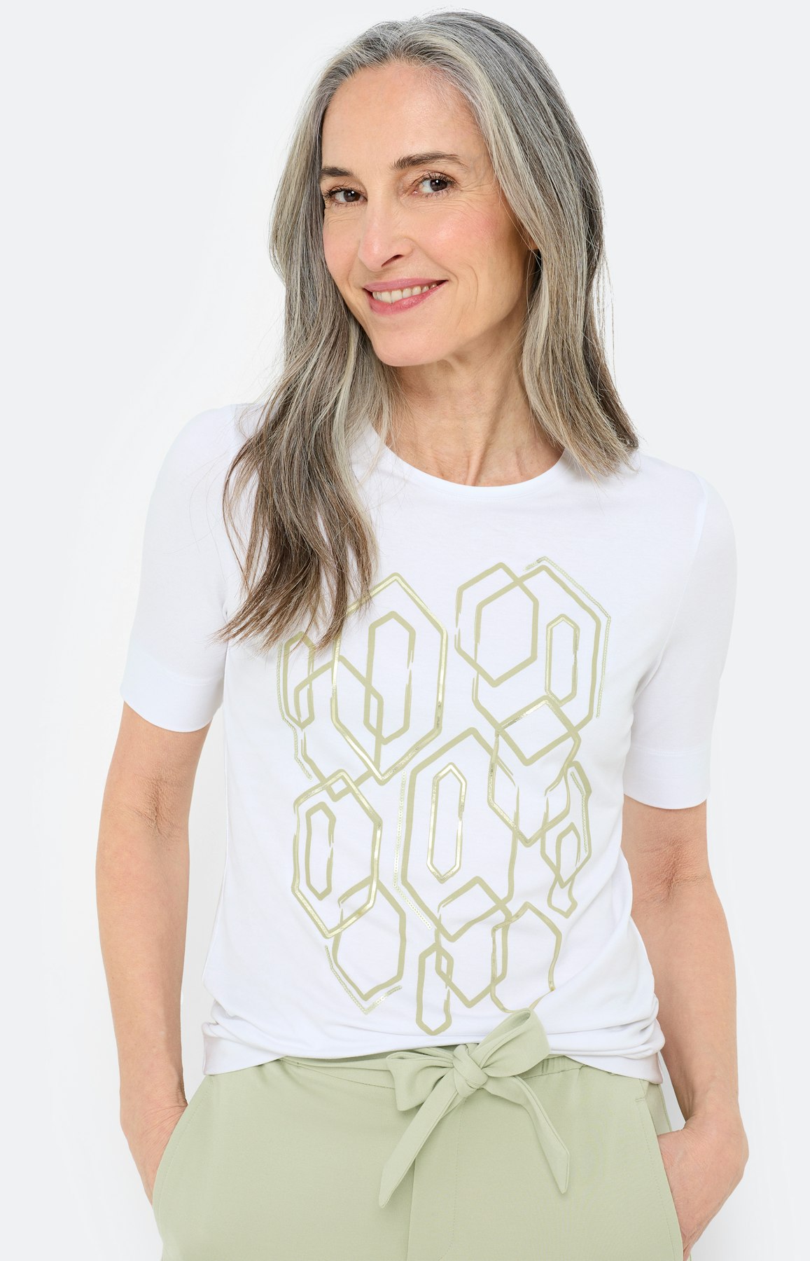 T-shirt met frontprint, wit