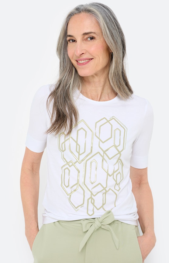 T-shirt met frontprint, wit