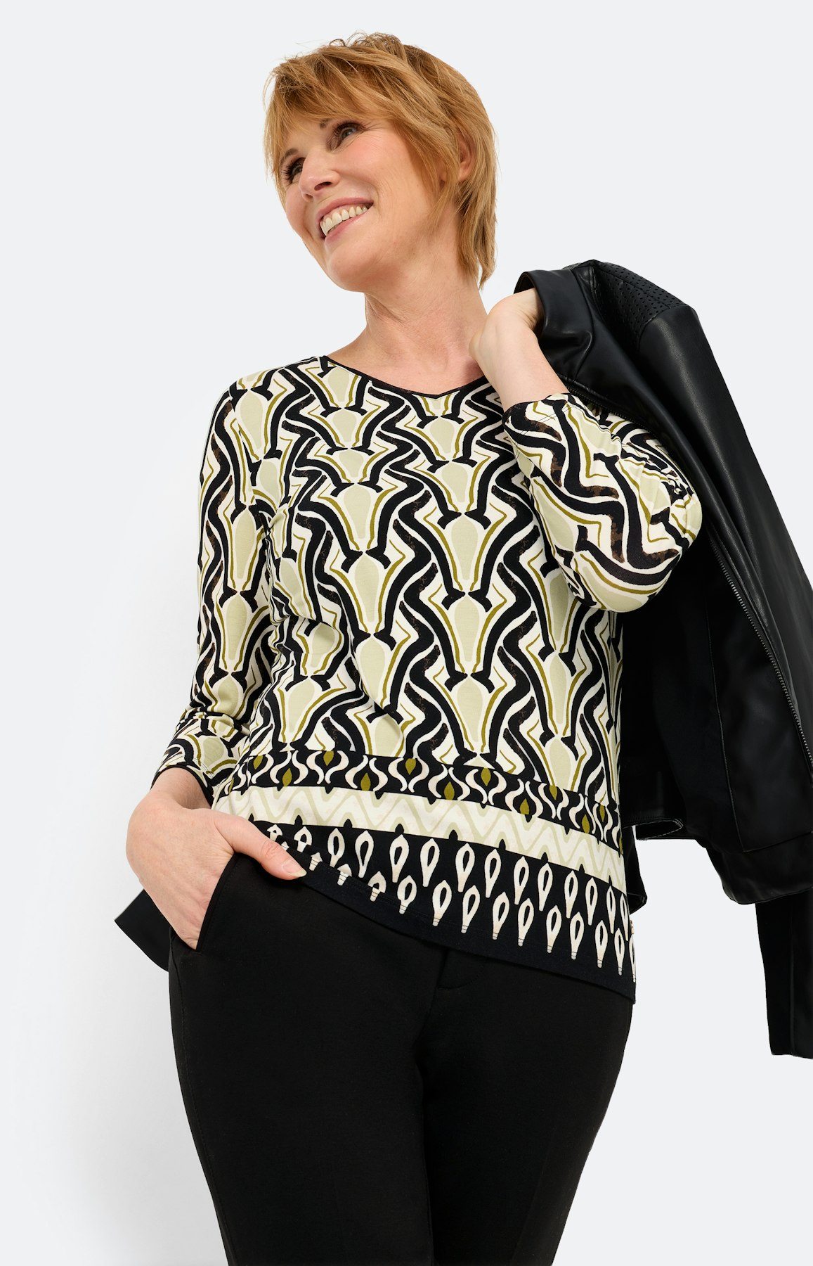 Shirt met all-over-print, pistache