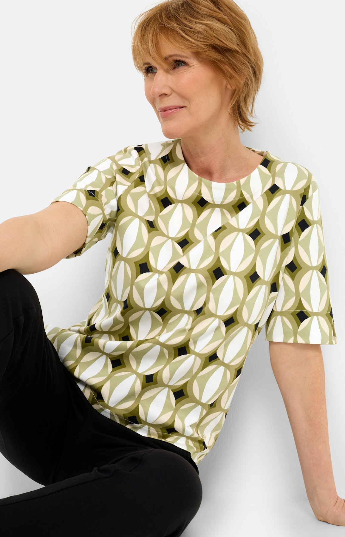 T-shirt met grafisch motief, pistache