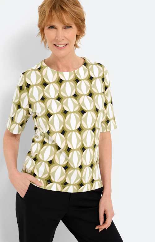 T-shirt met grafisch motief, pistache