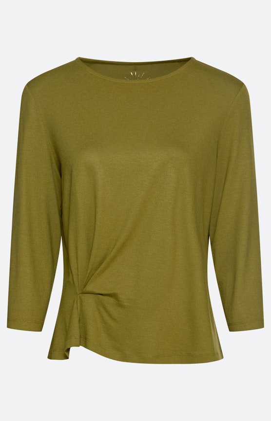 Shirt met aangerimpeld detail, olijf