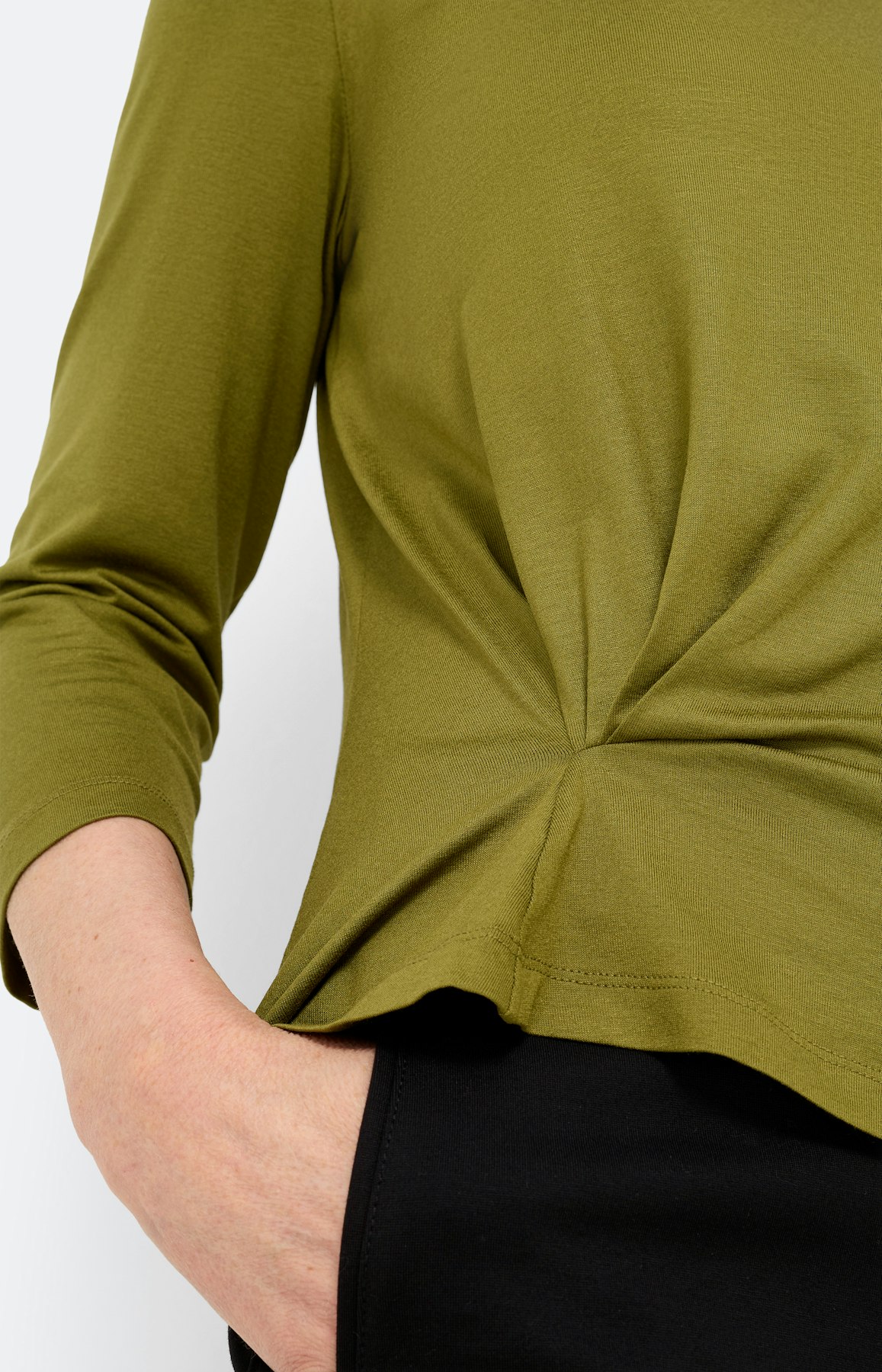 Shirt met aangerimpeld detail, olijf